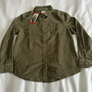 Jachs Girlfriend Green Corduroy Long Sleeve Button Up Womens Medium Shirt